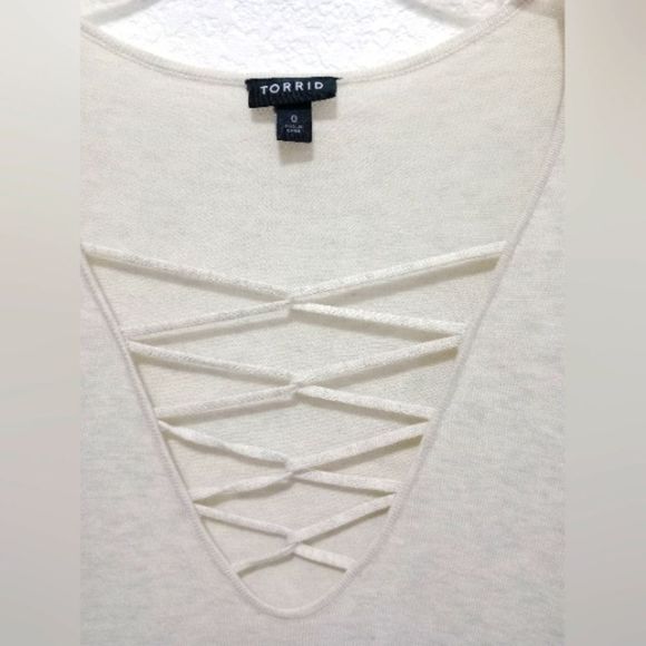 Torrid Women's Oatmeal Lattice Sweater Knit Dress size 0 - Picture 3 of 8